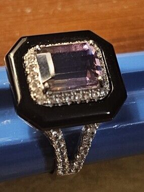 Black and Purple Vintage-Inspired  Cocktail Ring